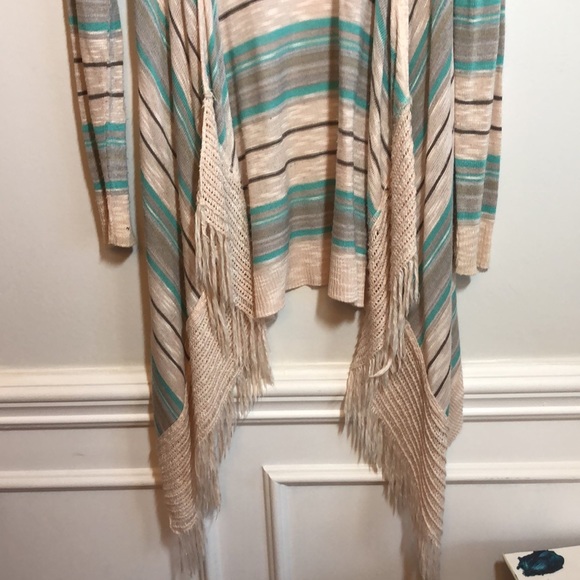 New Directions Fringed Cardigan; S - Picture 2 of 7
